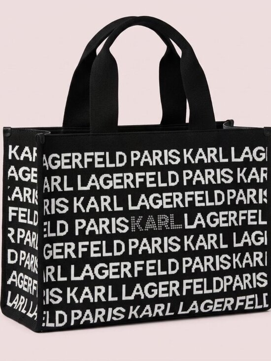 Karl Lagerfeld Handbags - NWT Karl Lagerfeld Logo Tote Bag Black and White with Rhinestones
